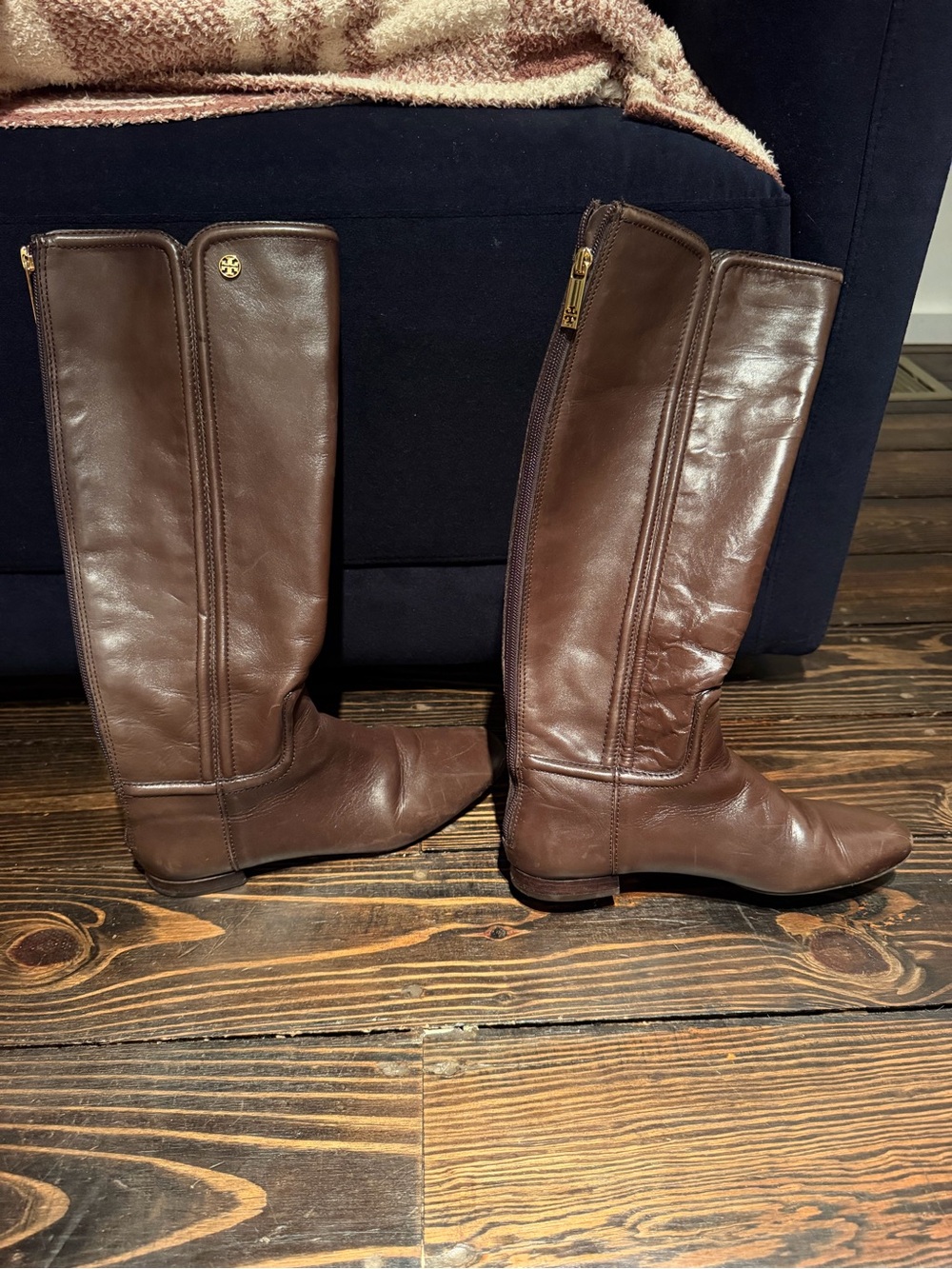 Tory Burch Tall Brown Leather Zip Riding Boots